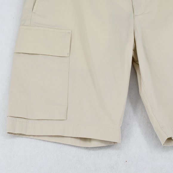 Theory Men's Muslin Cargo Shorts Elastic Waist Drawstring Regular Fit Poplin S - Picture 7 of 10